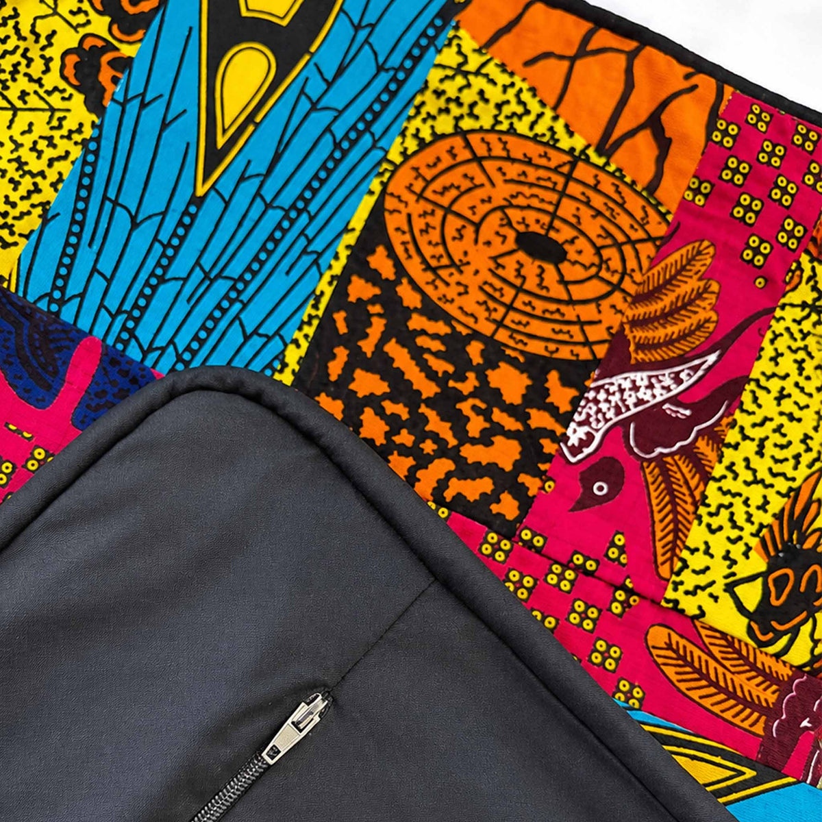 Hand-crafted Afro print multicolour patchwork cushion cover
