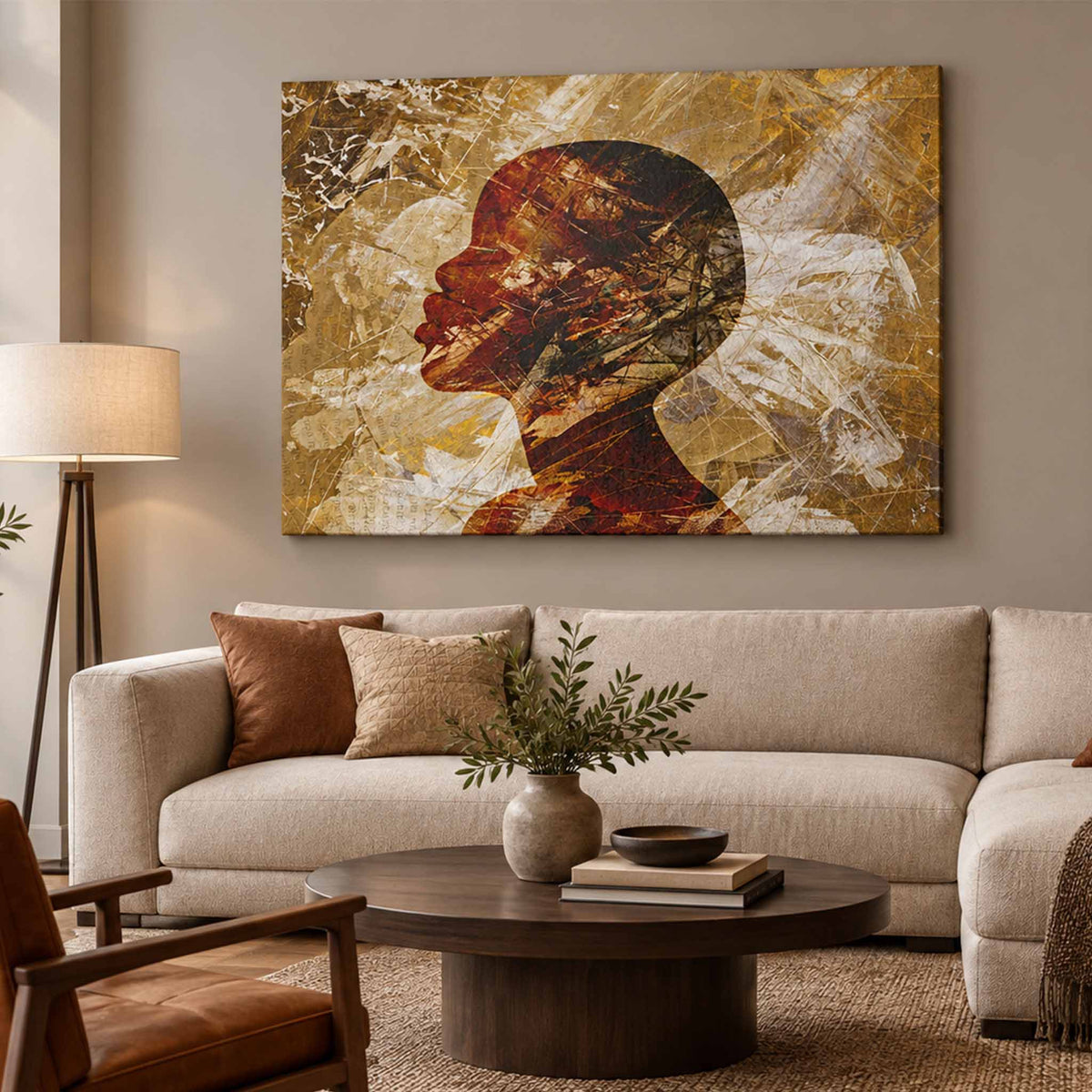 Girl on fire in Mustard- Canvas 60x80 cm / 24x32″
