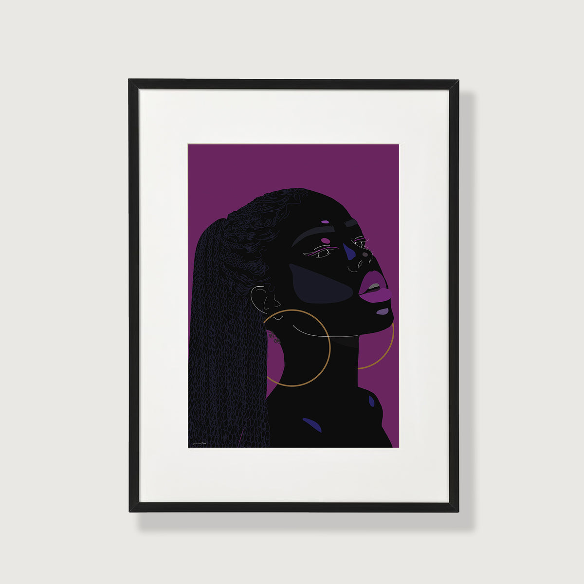 She's A Diva Afro Art Print In Dark Magenta Pink