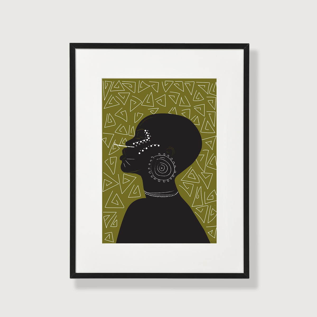 Tribal Woman Reigns Afro Art Print in Khaki