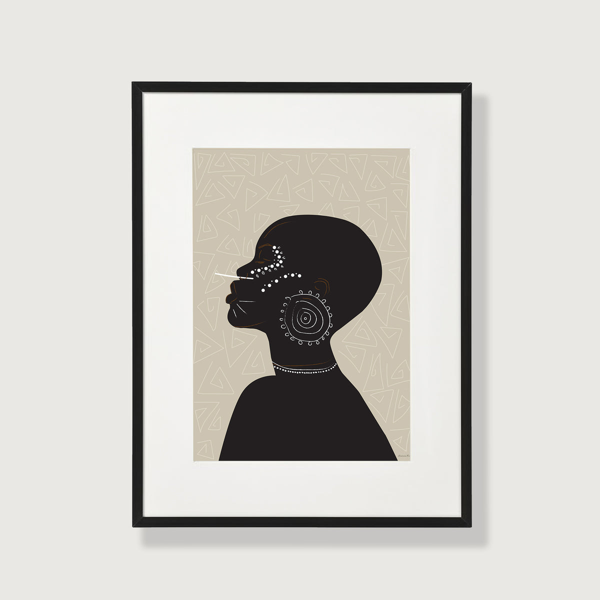 Tribal Woman Reigns Afro Art Print in Khaki