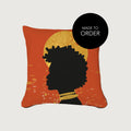 Natty - Afro Art Print in Orange hand-crafted cushion cover