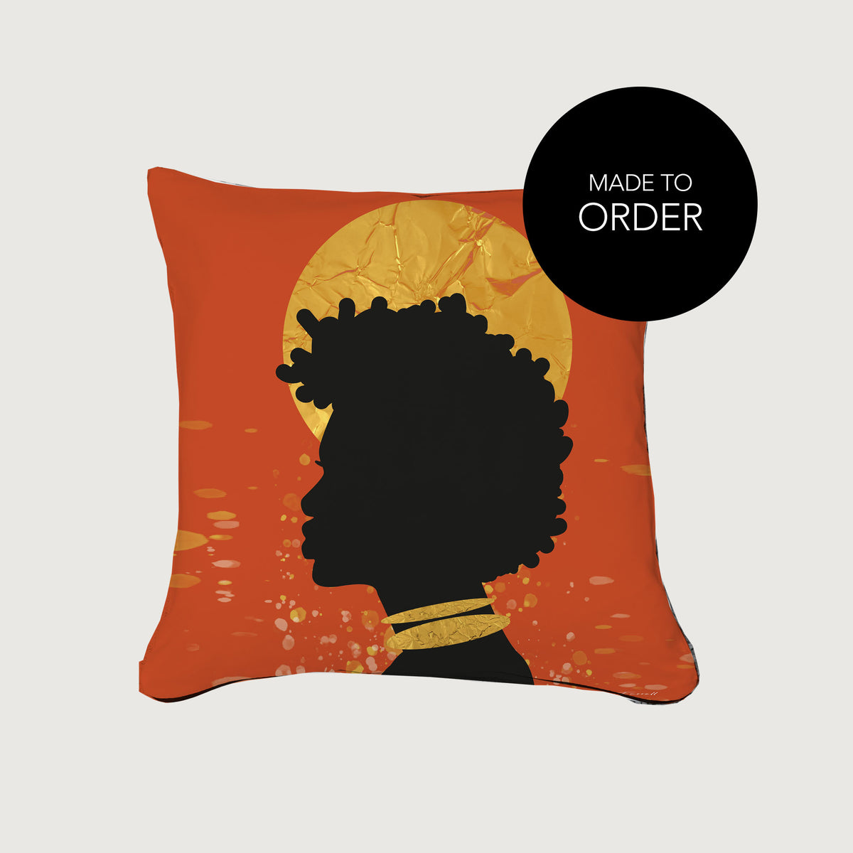 Natty - Afro Art Print in Orange hand-crafted cushion cover