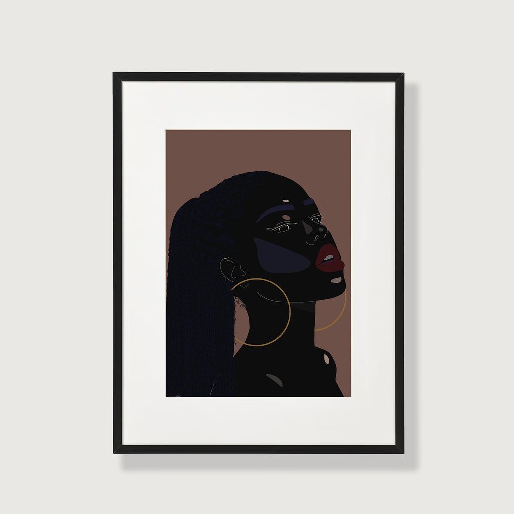 She's A Diva Afro Art Print In Khaki Green