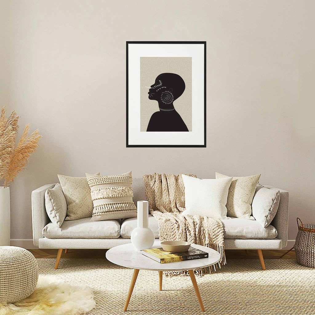 Tribal Woman Reigns Afro Art Print in Khaki