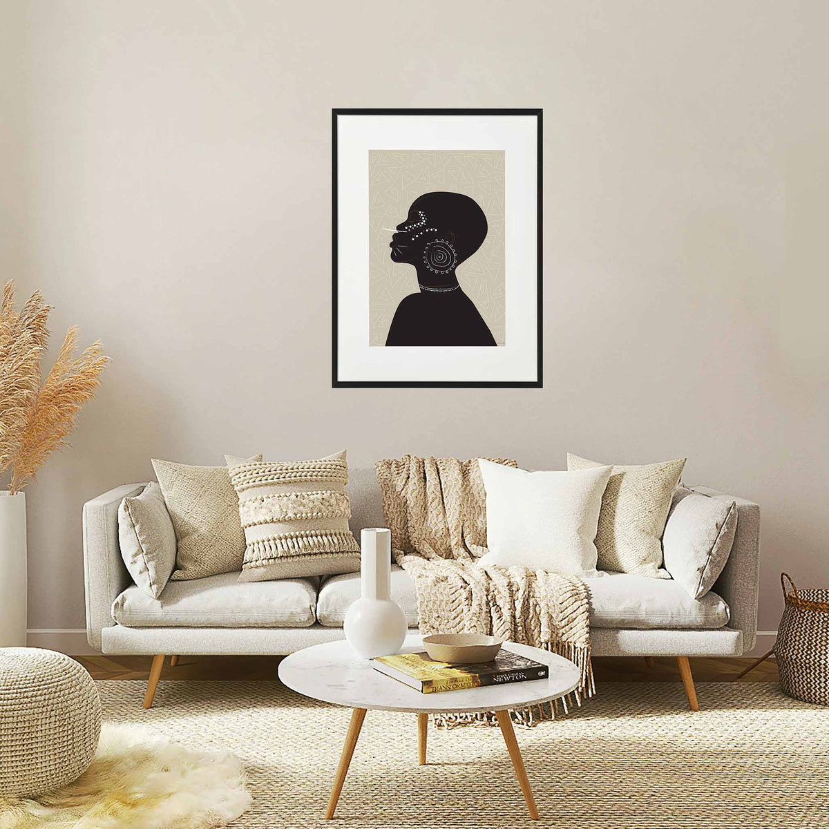 Tribal Woman Reigns Afro Art Print in Khaki