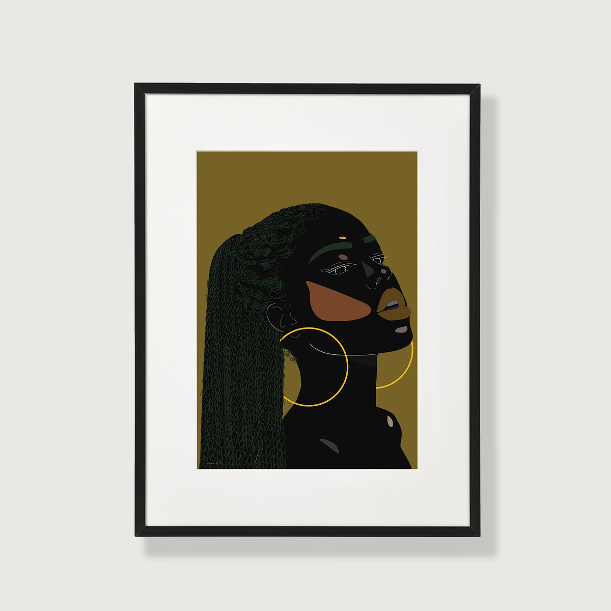 She's A Diva Afro Art Print In Khaki Green