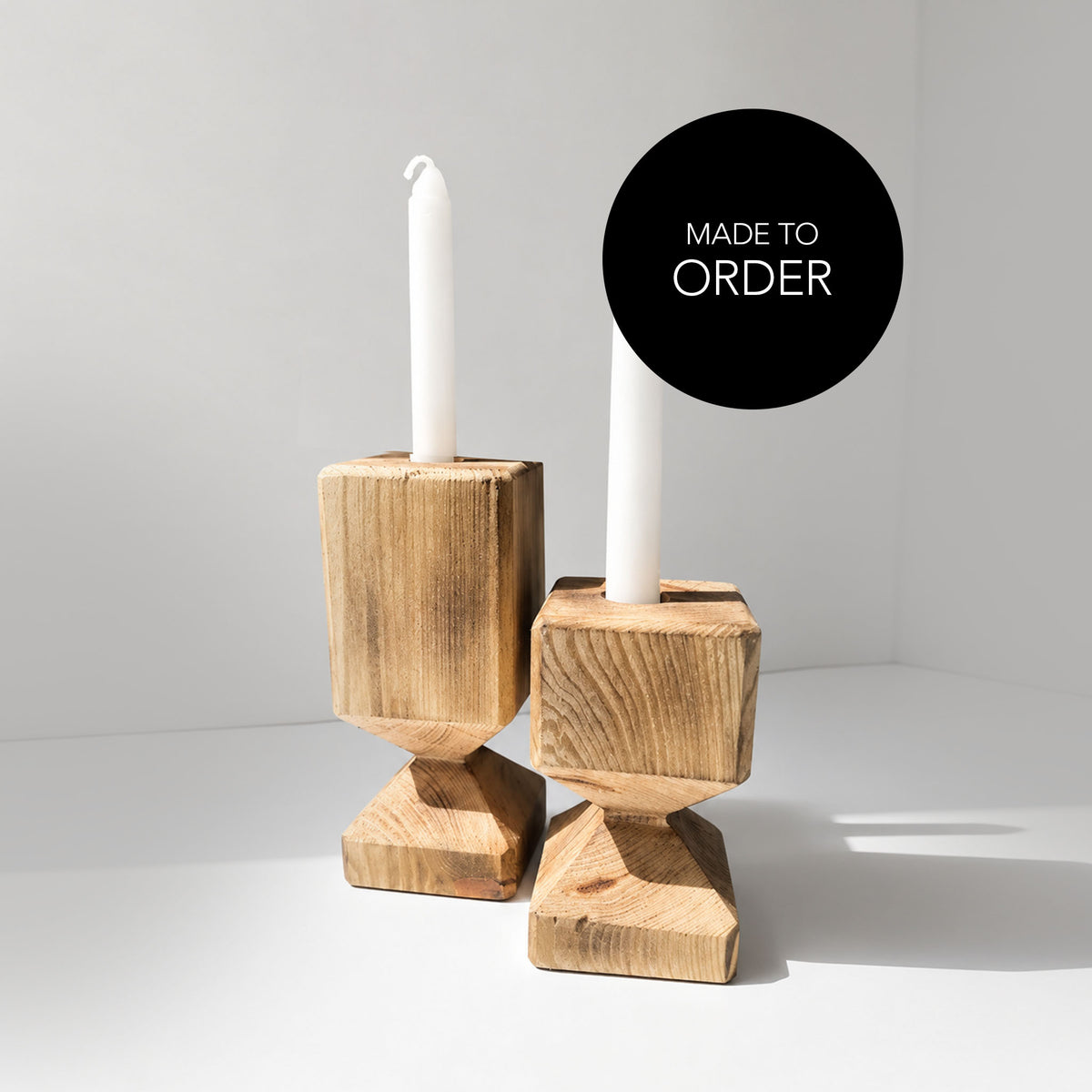 Reclaimed Wood Rustic Candlestick Holders (Set of 2)